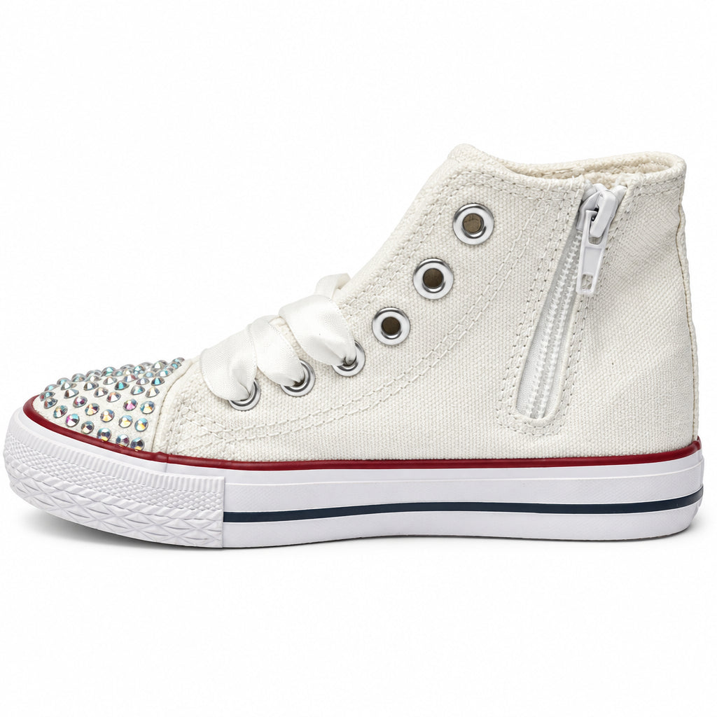 Sneakers bambina bianche con brillantini | Bimbi Love