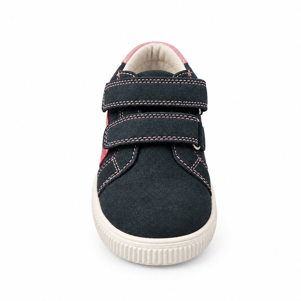 Sneakers bambina Happy Bee vera pelle blu rosa | Bimbi Love