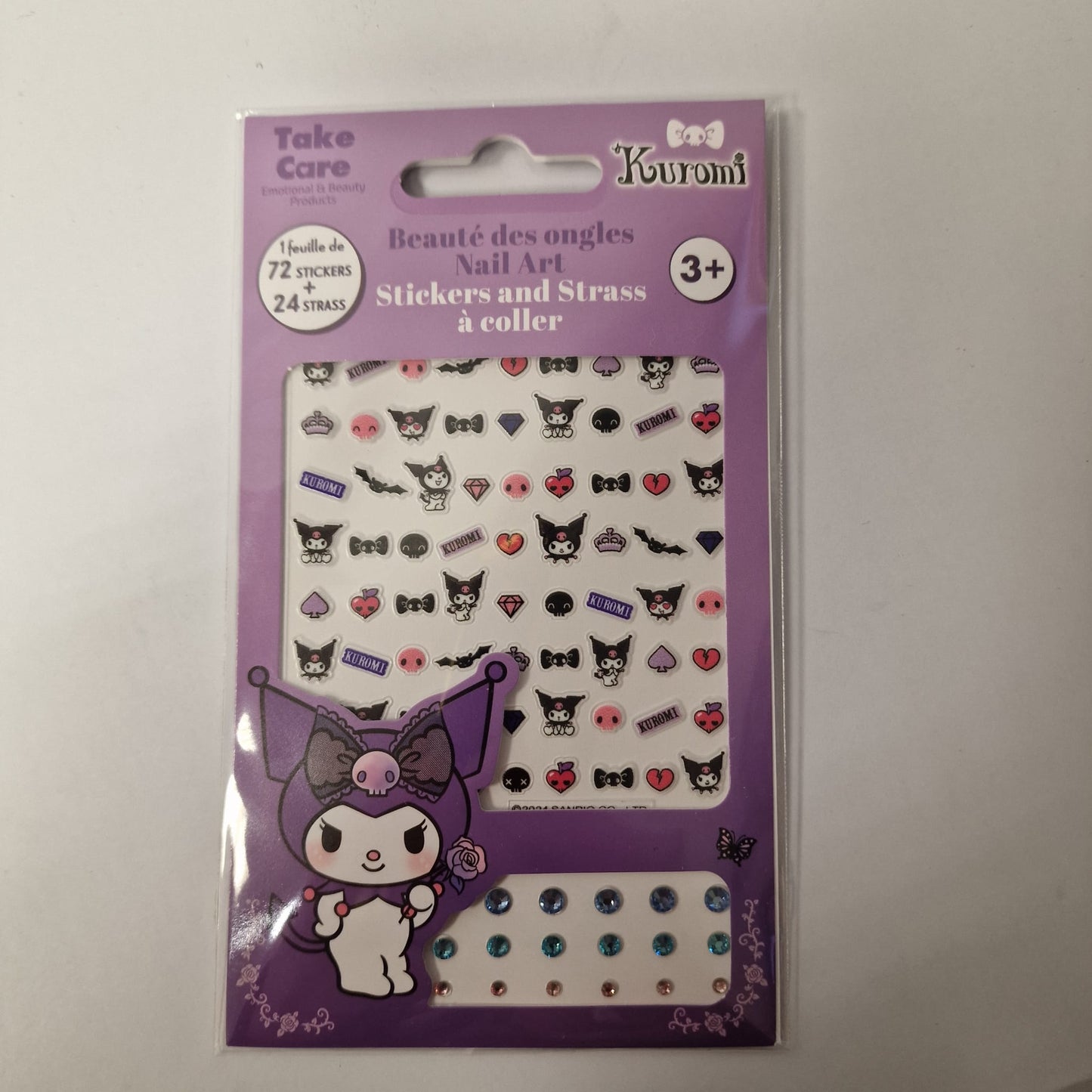 Kuromi - Bellezza delle unghie 72 adesivi + 24 strass