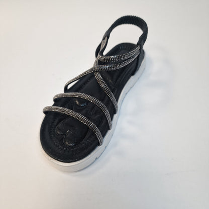 Sandalo Bambina Nero Glitter